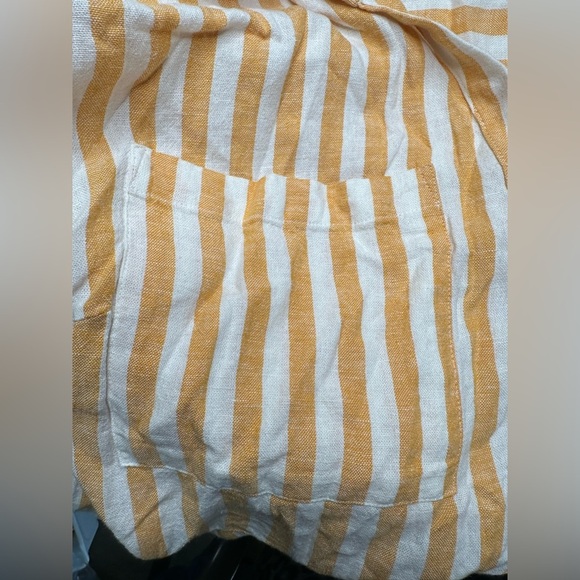 Ava & Viv Women's Short Sleeve Tie Front Midi Shirtdress Yellow White Striped 3X - Picture 5 of 9